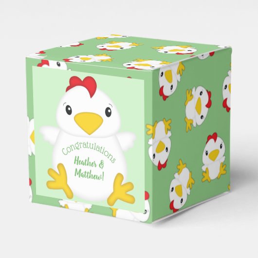 Chicken Baby shower Green Bedankdoosjes (Voorkant Zijde)