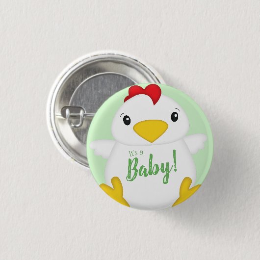 Chicken Baby shower Green Ronde Button 3,2 Cm (Voorkant /achterkant)