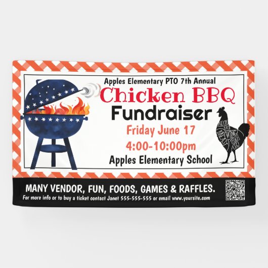 CHICKEN BBQ Fundraiser PTO PTA Kerk Banner (Horizontaal)