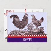  Chicken BBQ RSVP Response Kaart (Voorkant / Achterkant)