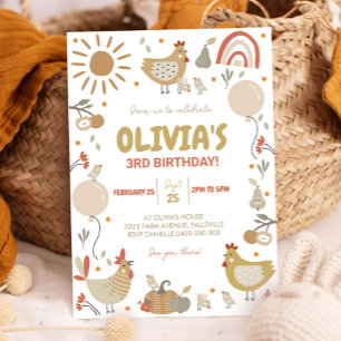 Chicken Birthday Invitation Herfst Party Nodig hen Kaart