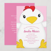 Chicken Birthday Party roze Kaart (Voorkant / Achterkant)