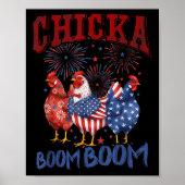 Chicken Boom Boom Funny Patriotic Chicka 4th Of Ju Poster (Voorkant)