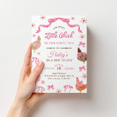 Chicken & Bow Birthday Invitation
