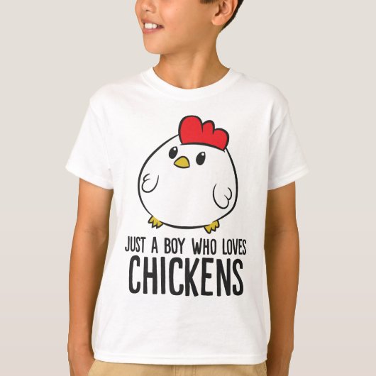 Chicken Boy Just a Boy Who Loves Chickens T-shirt (Voorkant)