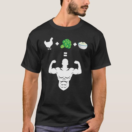 Chicken Broccoli Rice Bodybuilder Fun Broccoli Lov T-shirt (Voorkant)