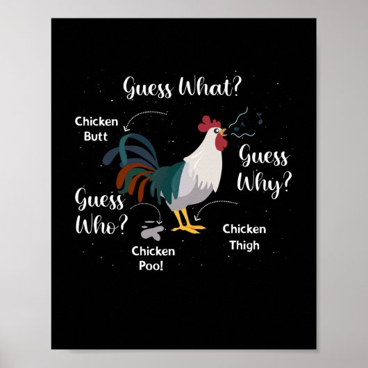 Chicken Butt raadt zich af waarom kippen poo Thigh Poster (Voorkant)
