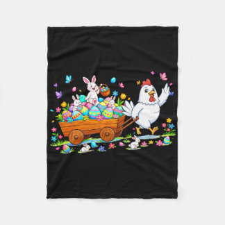 Chicken Carrying Bunnies Easter Chocolate Eggs Col Fleece Deken