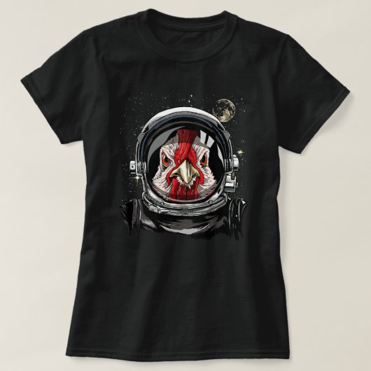 Chicken Chick Astronaut Space Exploration Astronom T-shirt (Design voorkant)