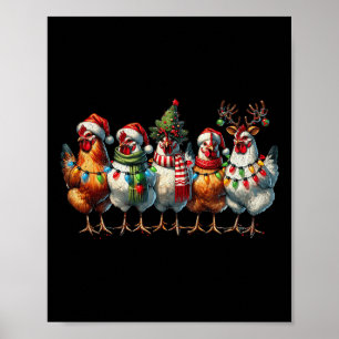 Chicken Christmas Lights Boerderij Animal Schattig Poster
