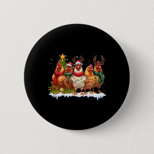 Chicken Christmas Lights Boerderij Dier Schattige  Ronde Button 5,7 Cm