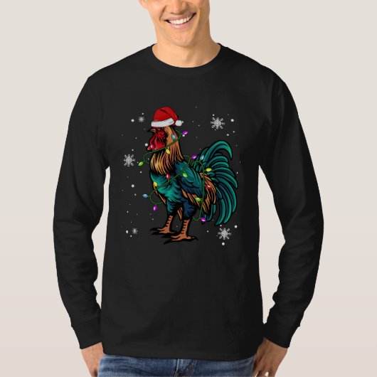 Chicken Christmas Lights Led  Santa Hat Christmas T-shirt (Voorkant)