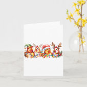 Chicken Christmas Lights Santa Hat Farm Animals He Kaart (Gele Bloem)