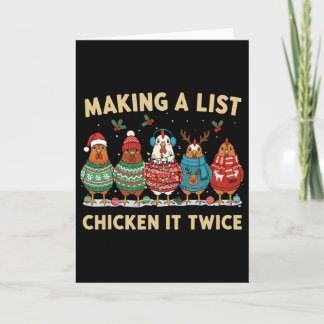 Chicken Christmas Shirt, Making A List Chicken It  Kaart