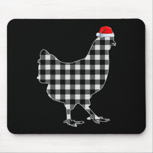 Chicken Christmas Shirt Zwart-wit Buffalo PL Muismat