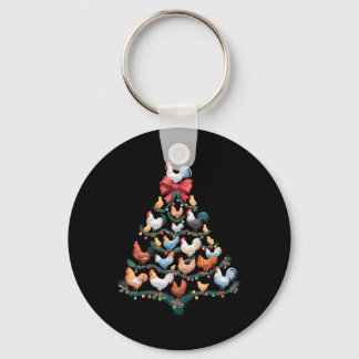 Chicken Christmas Tree Boerderij Animal Holiday De Sleutelhanger
