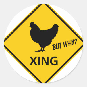 Chicken Crossing Highway-teken Ronde Sticker