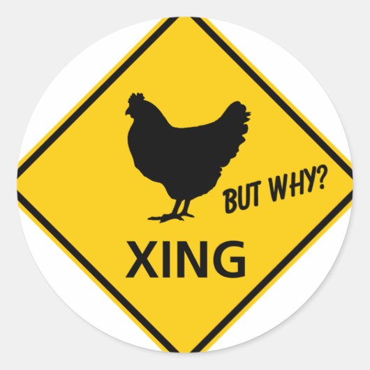 Chicken Crossing Highway-teken Ronde Sticker (Voorkant)
