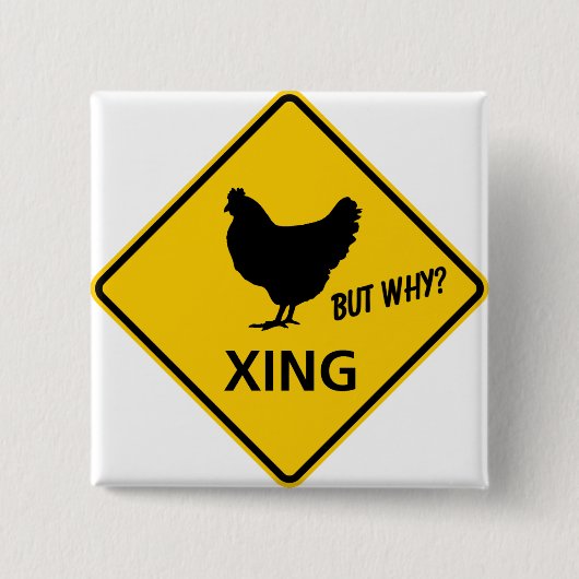 Chicken Crossing Highway-teken Vierkante Button 5,1 Cm (Voorkant)
