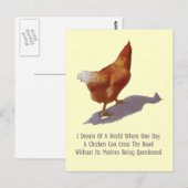 Chicken Crossing Road: Grappig: Kunstwerk Briefkaart (Voorkant / Achterkant)