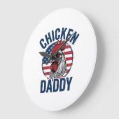 Chicken Daddy Rooster Vintage Patriotic Shirt Desi Grote Klok (Hoek)