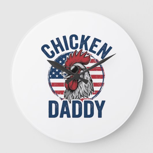 Chicken Daddy Rooster Vintage Patriotic Shirt Desi Grote Klok (Voorkant)