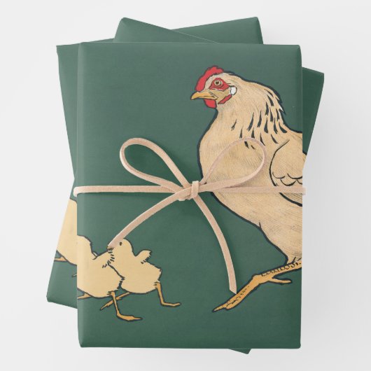  Chicken Decoupage Haan Rustiek Inpakpapier Vel (In situ)