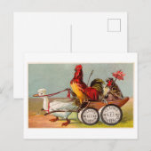Chicken Driving Duck Cart Oddity Briefkaart (Voorkant / Achterkant)