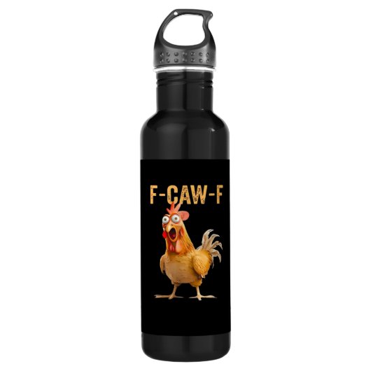 Chicken F-Caw-F Funny Trendy Waterfles (Voorkant)