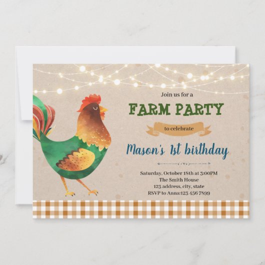 Chicken farm barnyard douche Invitation (Devant)