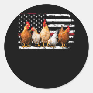 Chicken Farmer Cool USA Flag Independence Poulate Ronde Sticker