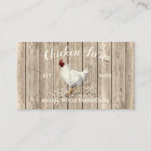 Chicken Farmhouse Wood Rustic Egg Visitekaartje (Voorkant)