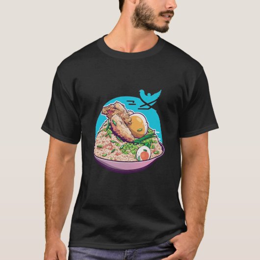 Chicken Fried Rice Vaporwave Stijl Esthetisch T-shirt (Voorkant)