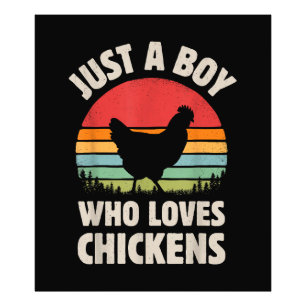 Chicken Gewoon een jongen die van retro Boerderij Foto Afdruk