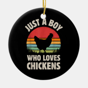 Chicken Gewoon een jongen die van retro Boerderij  Keramisch Ornament