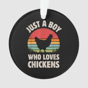 Chicken Gewoon een jongen die van retro Boerderij  Ornament