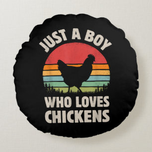 Chicken Gewoon een jongen die van retro Boerderij Rond Kussen