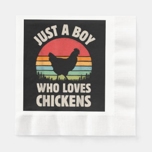 Chicken Gewoon een jongen die van retro Boerderij  Servet