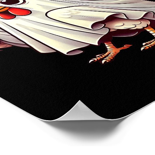 Chicken Ghost Ultrygeist Funny Halloween Farmer Poster (Hoek)