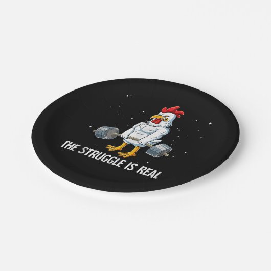 Chicken Gym Gewichtstraining De strijd is echt Papieren Bordje (Gekanteld)