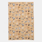 Chicken Happy-patroon op perziken Theedoek (Verticaal)