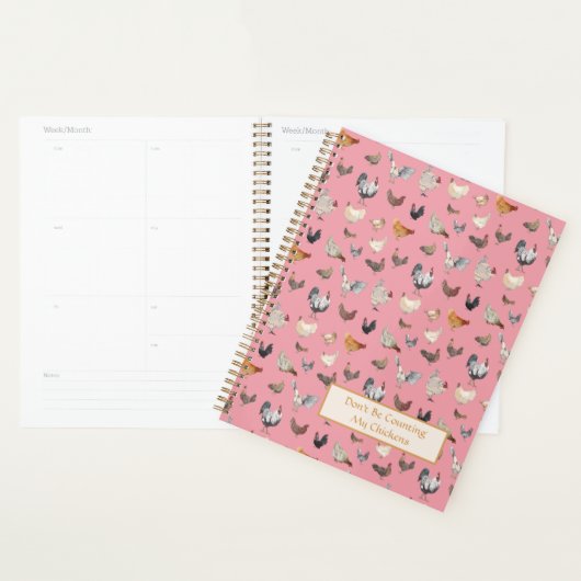 Chicken Happy patroon Roze Planner (Display)