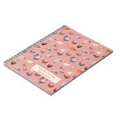 Chicken Happy pattern Pink Notitieboek (Linkerzijde)