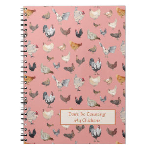 Chicken Happy pattern Pink Notitieboek