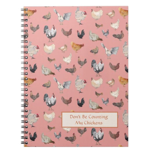 Chicken Happy pattern Pink Notitieboek (Voorkant)