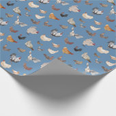 Chicken Happy Wrapping Paper in Denim Blue Cadeaupapier (Hoek)