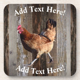 Chicken Hen Barn Board Wood Rustisch Hout Bier Onderzetter