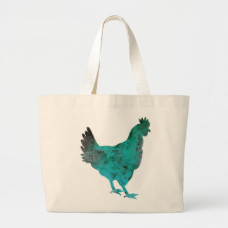 Chicken Hen Blauwgroen Blue op witte achtergrond Grote Tote Bag