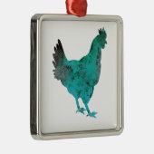 Chicken Hen Blauwgroen Blue op witte achtergrond Metalen Ornament (Rechts)