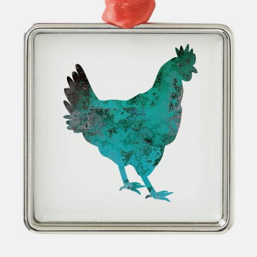 Chicken Hen Blauwgroen Blue op witte achtergrond Metalen Ornament (Voorkant)